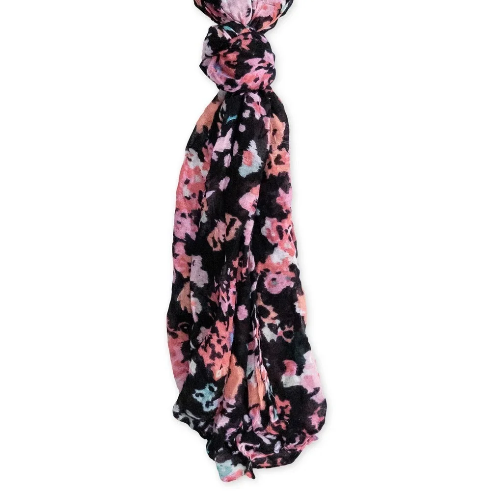 Floral Scarf‎ Sheer Lightweight Black Womens Fashion Accessory Business Casual
